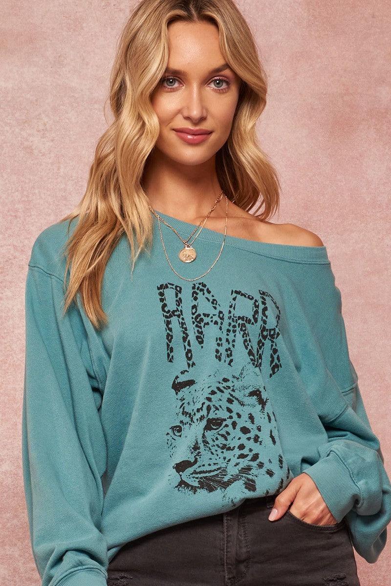 A Garment Dyed French Terry Graphic Sweatshirt - Boutique Fashionistah