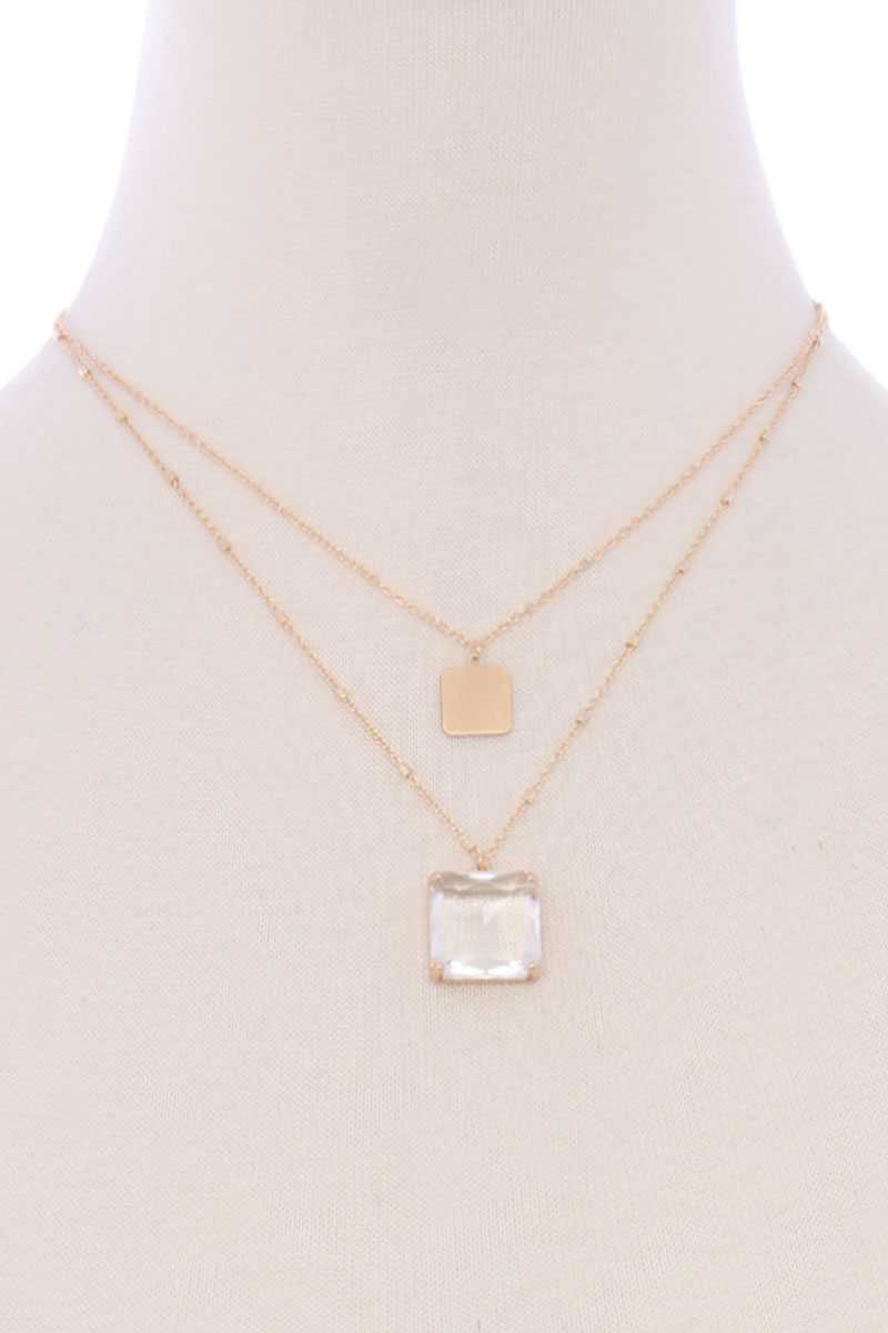 2 Layered Square Pendant Necklace