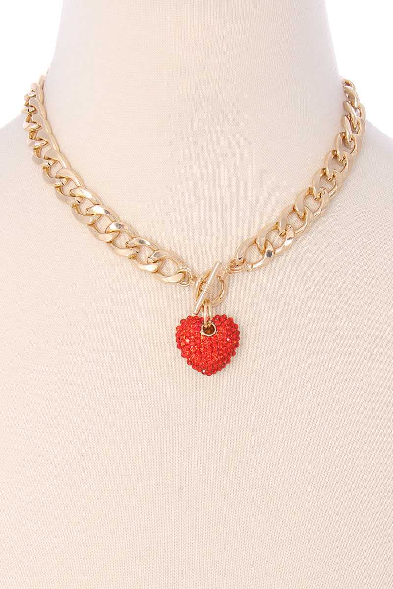 Basic Chunky Chain With Heart Pendant Necklace
