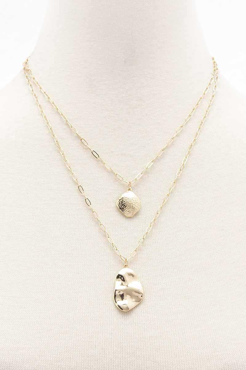 2 Layered Metal Chain Pendant Necklace - Boutique Fashionistah