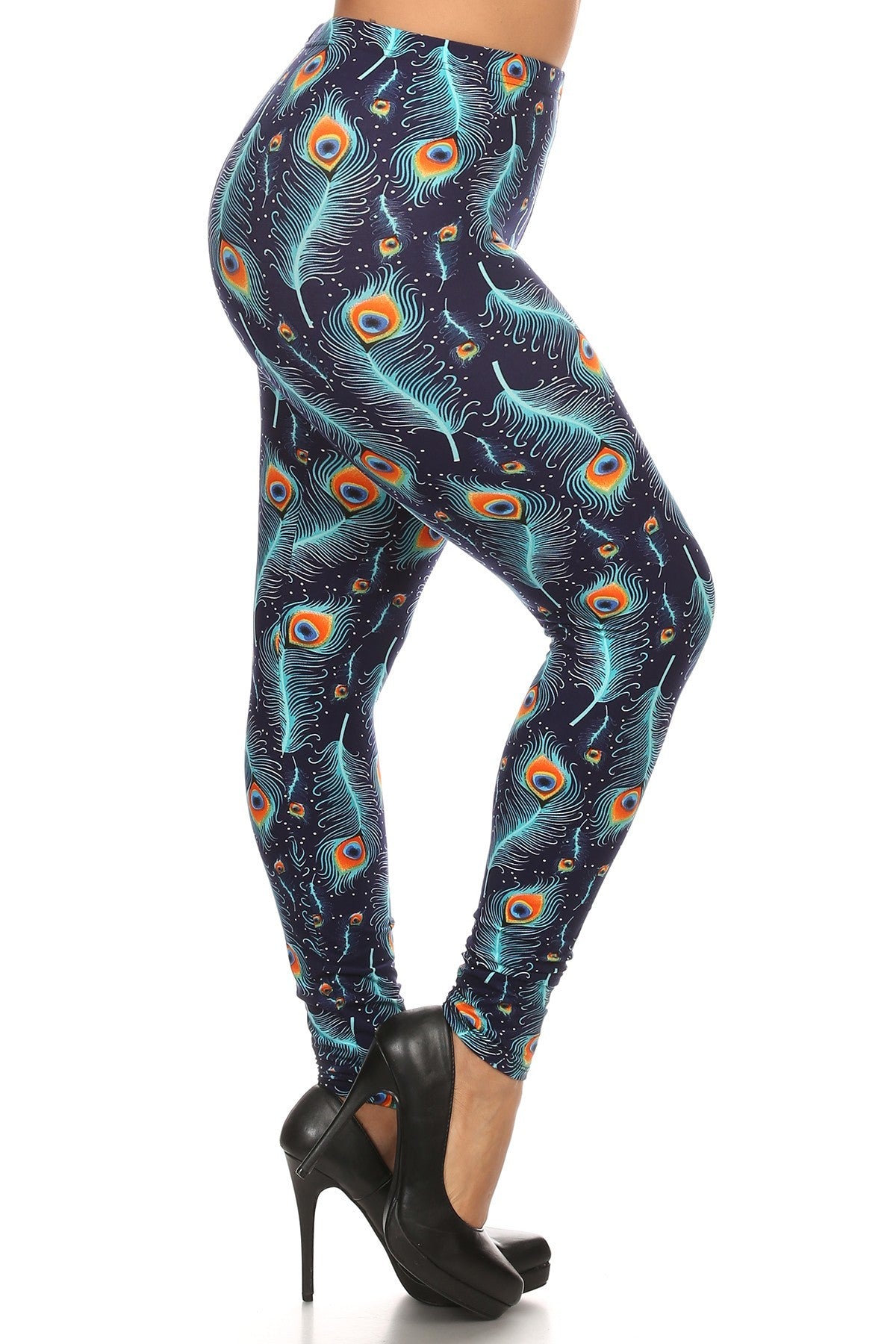 Plus Print, Full Length Leggings In A Slim Fitting Style With A Banded High Waist