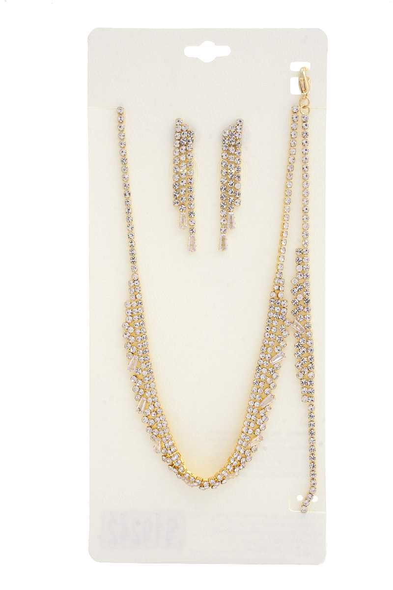 Rhinestone Bracelet Necklace Set