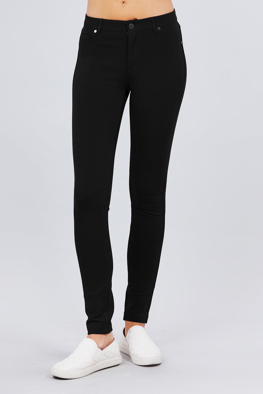 5-pockets Shape Skinny Ponte Mid-rise Pants - Boutique Fashionistah