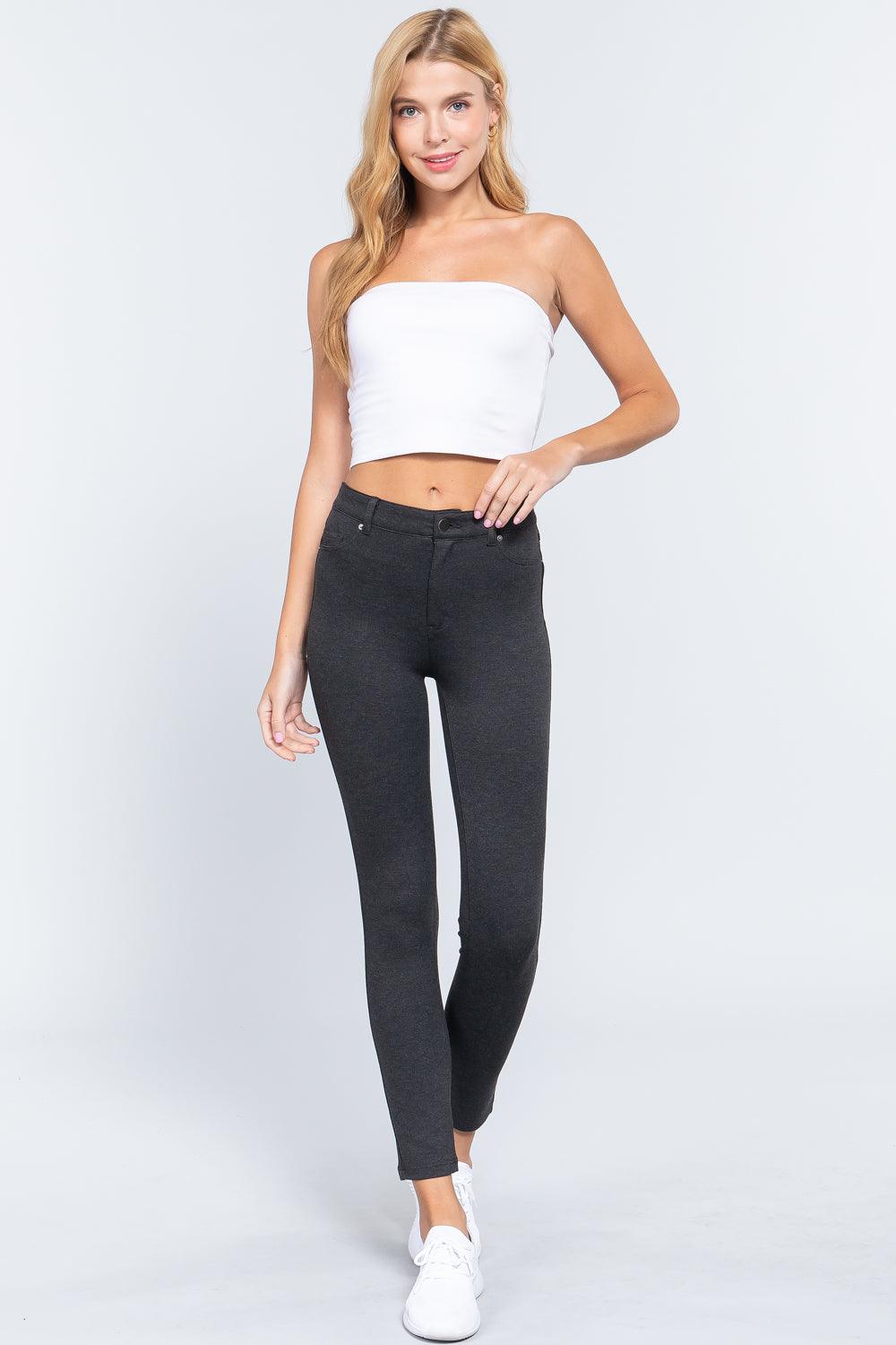 5-pockets Shape Skinny Ponte Mid-rise Pants - Boutique Fashionistah