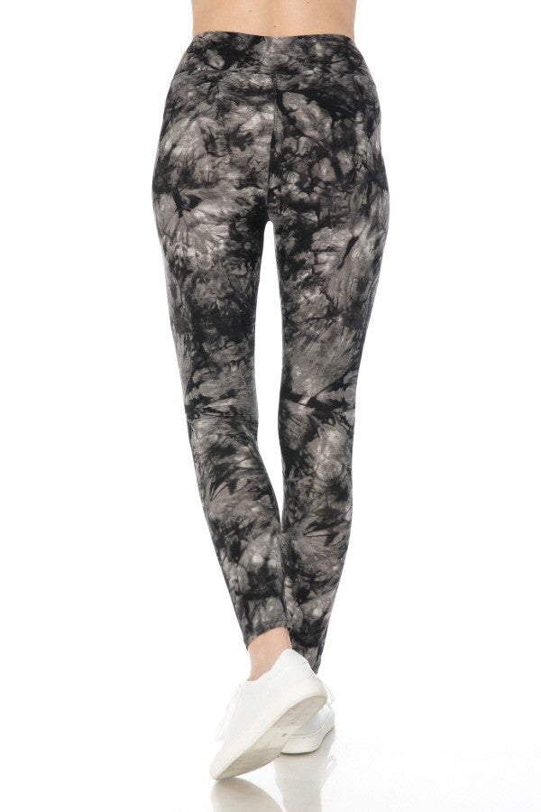 Yoga Style Banded Lined Multi Printed Knit Legging With High Waist