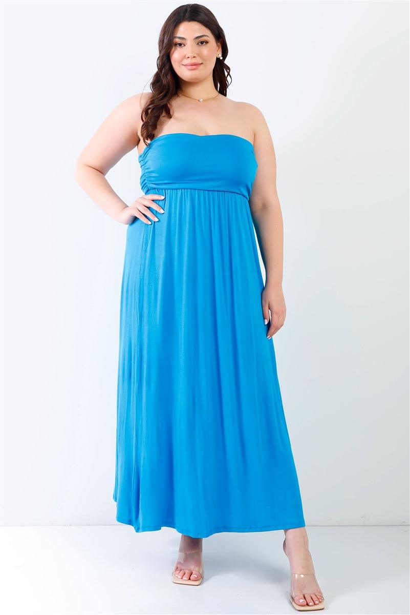 &quot;mermaid&quot; Plus Blue Sleeveless Maxi Dress - Boutique Fashionistah