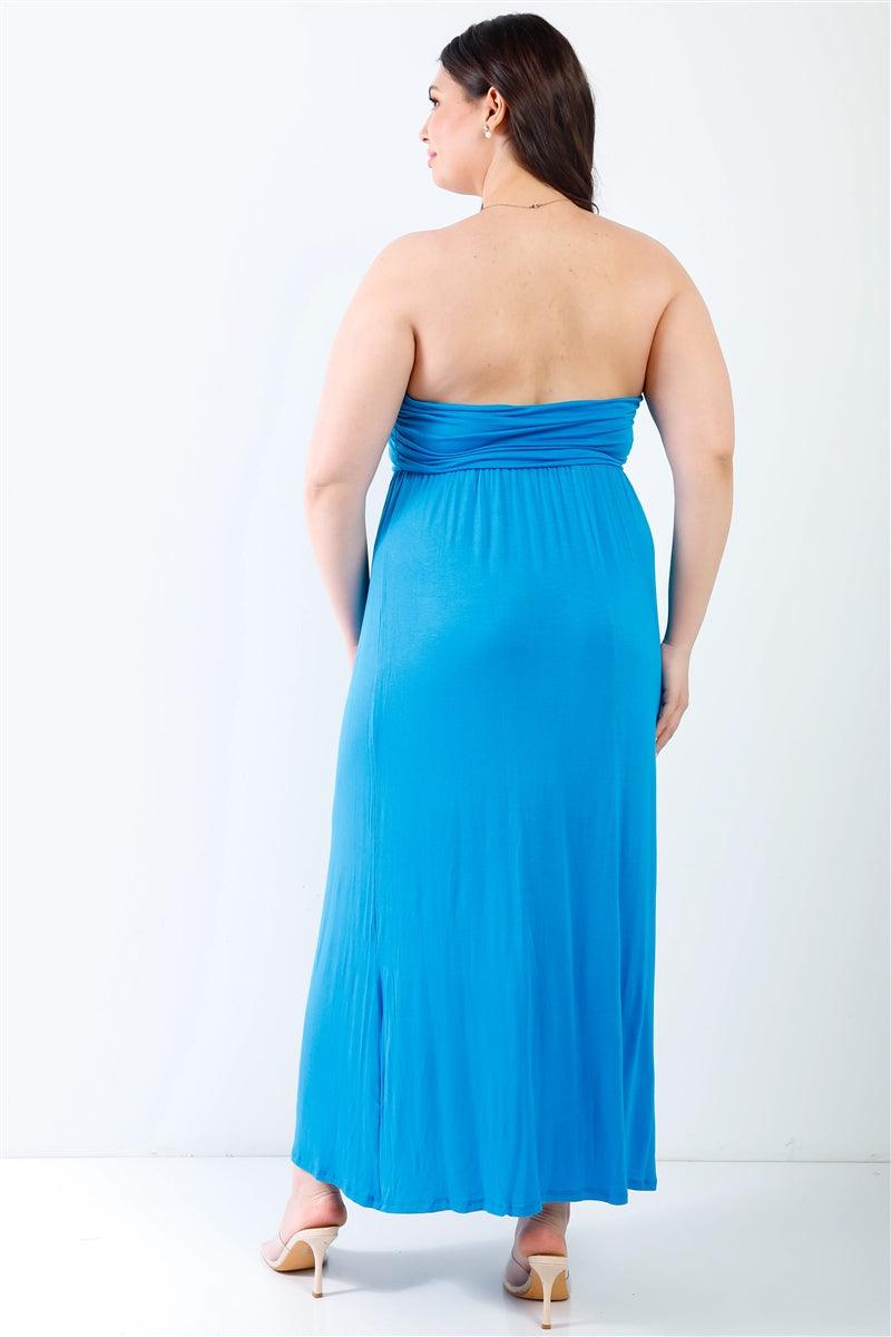 &quot;mermaid&quot; Plus Blue Sleeveless Maxi Dress - Boutique Fashionistah