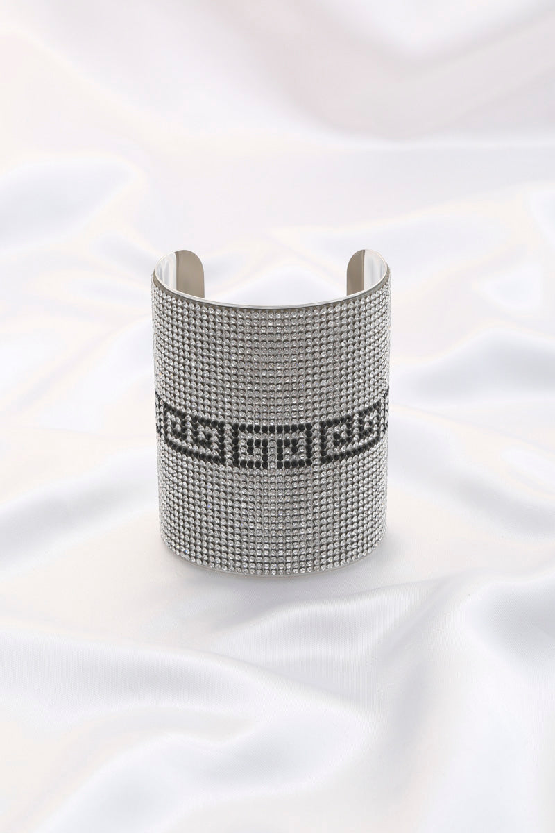 Greek Pattern Wide Rhinestone Cuff Bracelet