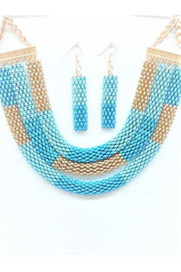 Colored Chain Block Necklace