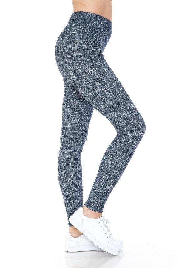 5-inch Long Yoga Style Banded Lined Multi Printed Knit Legging With High Waist - Boutique Fashionistah