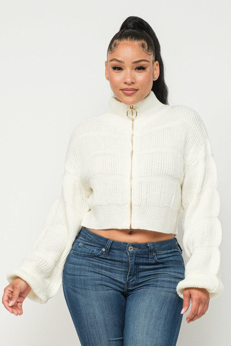 Sweater Top W/ Front Zipper